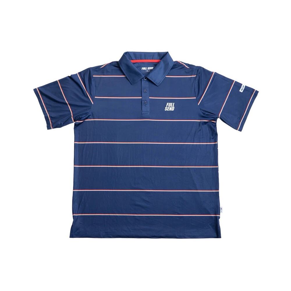 Full Send Golf Polo Small | Navy/Red Stripes | New w/ Tags | Nelk Boys Brand